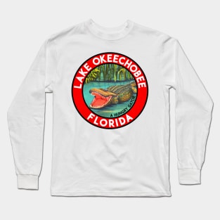 Lake Okeechobee Florida Vintage Travel Vacation Alligator Laptop Long Sleeve T-Shirt